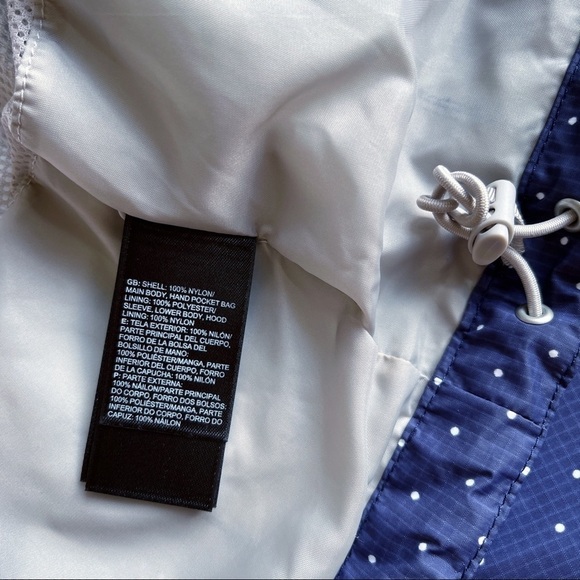 THE NORTH FACE Hooded Windbreaker Jacket Size XS in Polka Dot Navy Blue - Picture 13 of 14